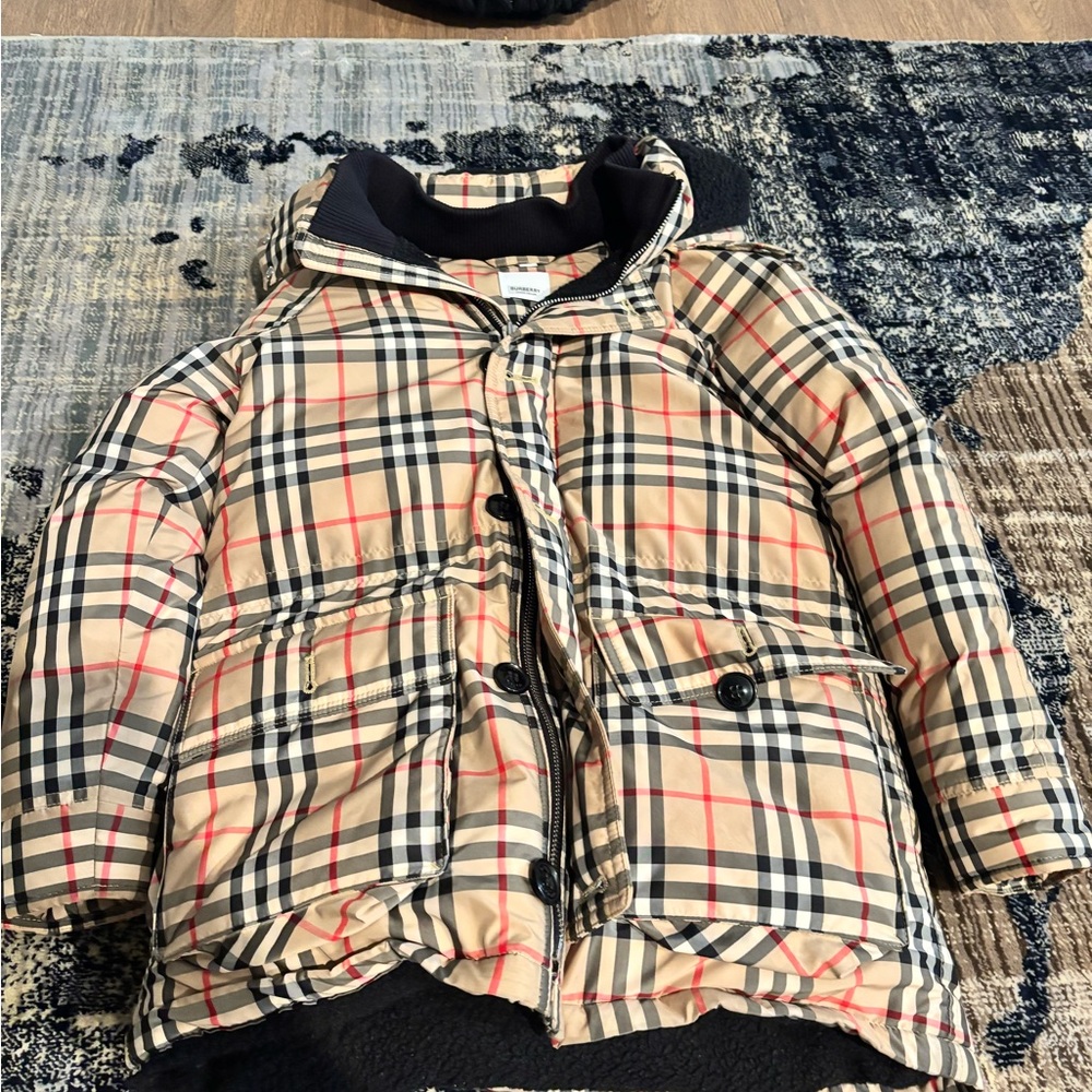 Burberry Kids Beige Checkered Puffer Jacket